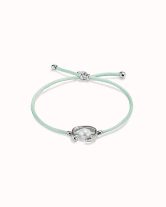 Sterling silver-plated blue green thread bracelet with shell pearl accessory